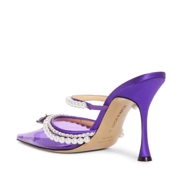 NWOB MACH & MACH Diamond Of Elizabeth Embellished PVC Heeled Mules size 37 - Picture 2 of 14